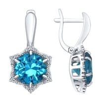 Серьги из серебра с ситаллами и фианитами