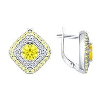 Серьги из серебра с жёлтыми фианитами