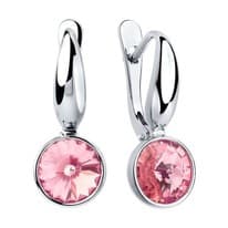 Серьги из серебра с розовыми кристаллами Swarovski