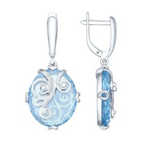 Серьги из серебра с ситаллами и сканью