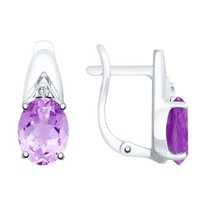 Серьги из серебра с аметистами и фианитами