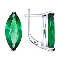 Серьги из серебра с зелеными ситаллами