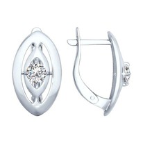 Серьги из серебра с фианитами