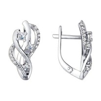 Серьги из серебра с фианитами