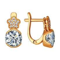 Серьги из золочёного серебра с фианитами