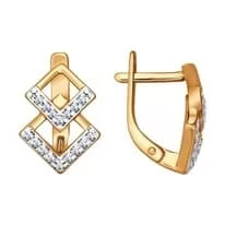 Серьги из золочёного серебра с фианитами