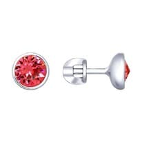 Серьги из серебра с розовыми кристаллами Swarovski