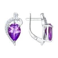 Серьги из серебра с аметистами и фианитами