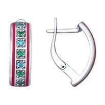 Серьги из серебра с эмалью и фианитами