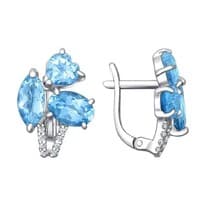 Серьги из серебра с топазами и фианитами