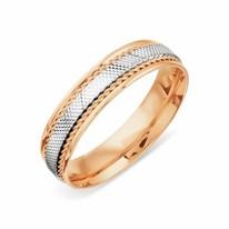 Парное обручальное кольцо из золота 585 пробы с рантом и алмазными гранями