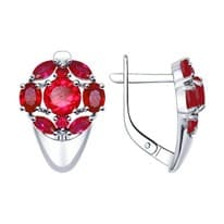 Серьги из серебра с корундами рубиновыми (синт.)