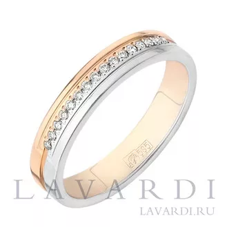 Обручальное кольцо двухсплавное с бриллиантами