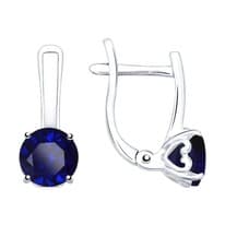 Серьги из серебра с синими корундами (синт.)
