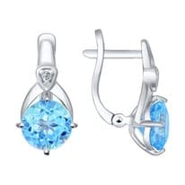 Серьги из серебра с топазами и фианитами