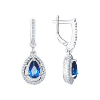 Серьги из серебра с синими фианитами