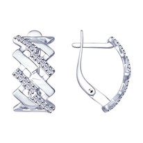 Серьги из серебра с фианитами