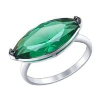 Кольцо из серебра с зелёным ситаллом