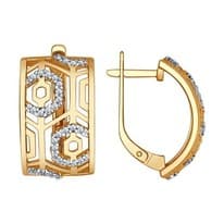 Серьги из золочёного серебра с фианитами