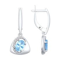 Серьги из серебра с топазами и фианитами