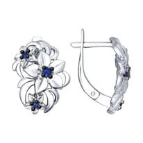 Серьги из серебра с синими фианитами
