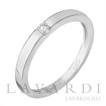Обручальное кольцо с бриллиантом из белого золота 3 мм