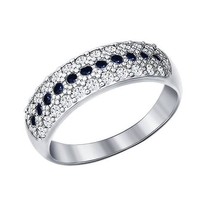Серебряное кольцо с черными фианитами