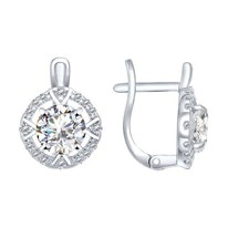 Серьги из серебра с фианитами