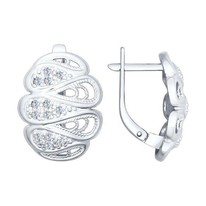Серьги из серебра с фианитами