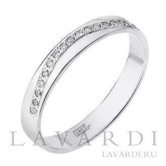 Обручальное кольцо из белого золота 3 мм с 17 бриллиантами