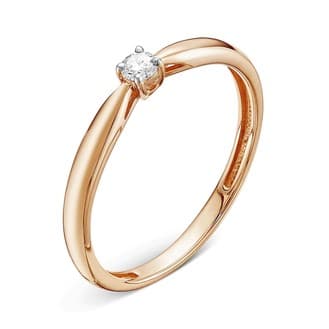 Кольцо помолвочное V10381510000_PM из красного золота с бриллиантом