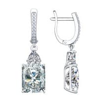 Серьги длинные из серебра с фианитами