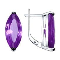Серьги из серебра с сиреневыми ситаллами