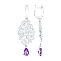 Серьги из серебра с аметистами