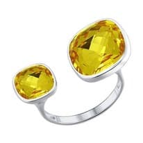 Кольцо из серебра с жёлтыми кристаллами swarovski