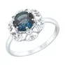 Кольцо из серебра с синим топазом и фианитами 92011797 - превью