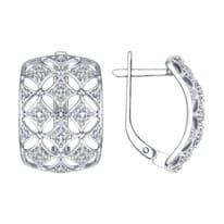 Серьги из серебра с фианитами