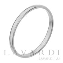 Обручальное кольцо из белого золота 2 мм