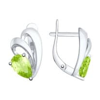 Серьги из серебра с хризолитами