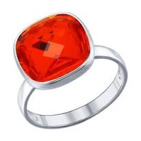 Кольцо из серебра с оранжевым кристаллом swarovski