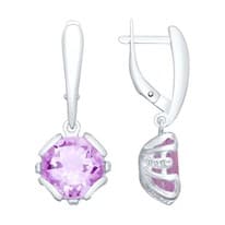 Серьги из серебра с аметистами и фианитами