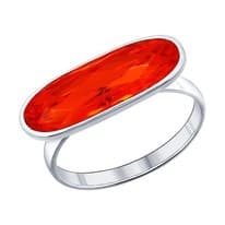 Кольцо из серебра с оранжевым кристаллом Swarovski