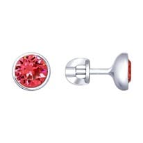 Серьги из серебра с розовыми кристаллами Swarovski