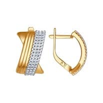 Серьги из золочёного серебра с фианитами