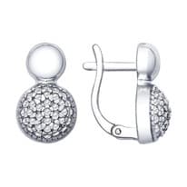 Серьги из серебра с фианитами