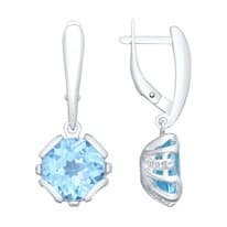 Серьги из серебра с топазами и фианитами