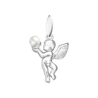 Серебряная подвеска «Ангел» с жемчугом 94030001