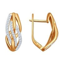 Серьги из золочёного серебра с фианитами