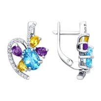 Серьги из серебра с миксом камней