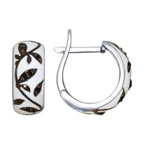 Серьги из серебра с эмалью с чёрными фианитами